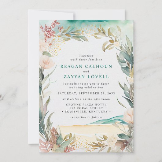 Hochzeitsfeiern mit Blumenbeet Einladung (Vorderseite)