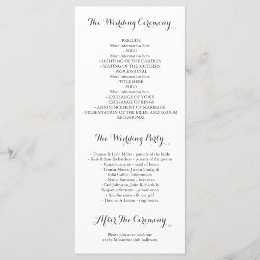 Hochzeitsfeiern mit Blumenschädel Programm (Rückseite)