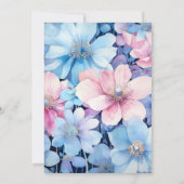 Hochzeitsfeiern mit Blütenblume und hellblauer Blü Einladung (Rückseite)