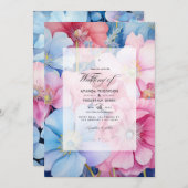 Hochzeitsfeiern mit Blütenblume und hellblauer Blü Einladung (Vorne/Hinten)