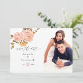 Hochzeitsfeiern mit Blütenfarbe Rosa und Gold Save The Date (Stehend Vorderseite)