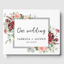 Hochzeitsfeiern mit Blütenpfirsich und Korallenblu Gästebuch