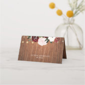 Hochzeitsfeiern mit Burgund und Blütenschein Platzkarte (Rückseite)