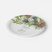 Hochzeitsfeiern mit Burgund und Navy Blue Watercol Pappteller (Schrägansicht)