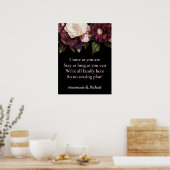 Hochzeitsfeiern mit Burgund und Rosa Blumen Poster (Küche)
