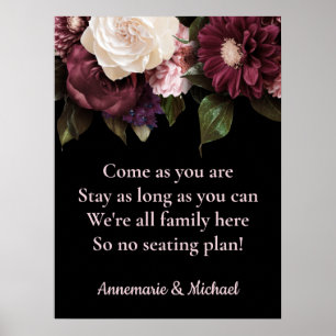 Hochzeitsfeiern mit Burgund und Rosa Blumen Poster