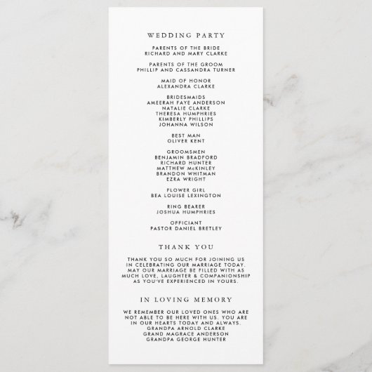 Hochzeitsfeiern mit dem Burgund und Blumen Programm (Rückseite)