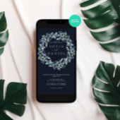 Hochzeitsfeiern mit dunkelblauem Foto Einladung