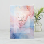 Hochzeitsfeiern mit dunkelblauem, rosafarbenem und einladung (Stehend Vorderseite)