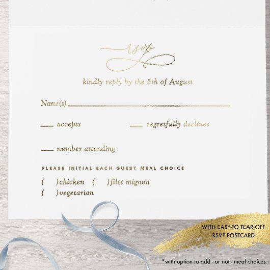 Hochzeitsfeiern mit dunkelblauen und echten Goldfo All-in-One-Einladung