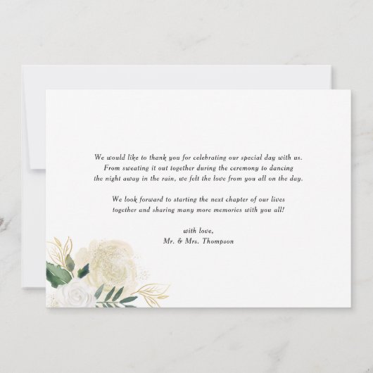 Hochzeitsfeiern mit Elfenbein und Glitzer Dankeskarte (Rückseite)