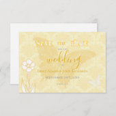 Hochzeitsfeiern mit gelben Blumen und Schmetterlin Save The Date (Vorne/Hinten)