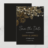 Hochzeitsfeiern mit Gold Blume Save The Date (Vorne/Hinten)
