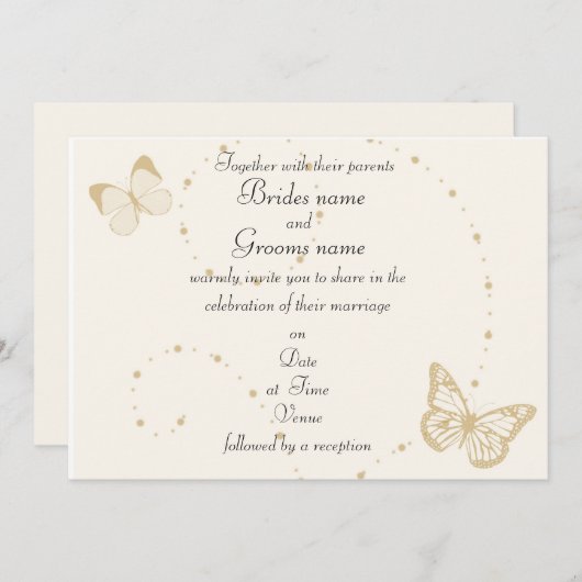 Hochzeitsfeiern mit Gold und Elfenbeinküste Einladung (Vorne/Hinten)