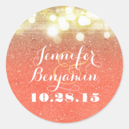 Hochzeitsfeiern mit Gold und Peach Glitzer Runder Aufkleber