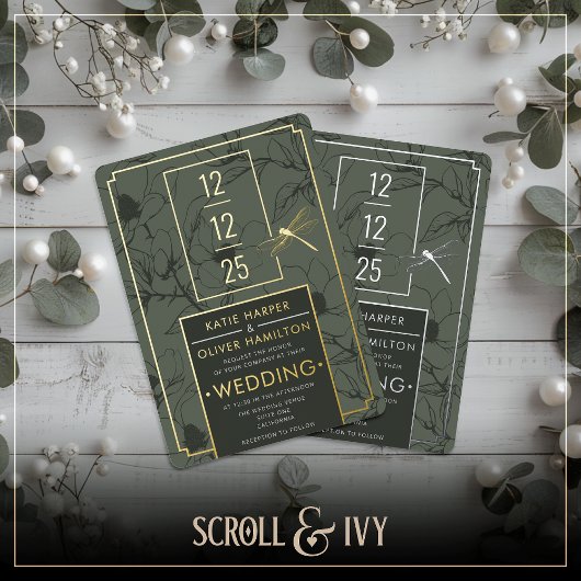 Hochzeitsfeiern mit Goldflora Folieneinladung