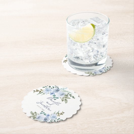 Hochzeitsfeiern mit hellblauer Wasserfarbe Untersetzer (Vor Ort)