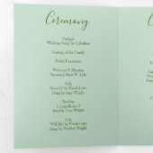 Hochzeitsfeiern mit hellgrün und blassrosa Rose Dreifach-gefaltete Programmkarte (Innen Erste Seite)