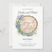 Hochzeitsfeiern mit Holzkörnerkleidung Save The Date (Vorderseite)