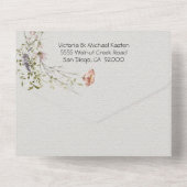 Hochzeitsfeiern mit leichter und luftiger Wildblum All In One Einladung (Rückseite)