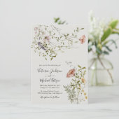 Hochzeitsfeiern mit leichter und luftiger Wildblum Einladung (Stehend Vorderseite)