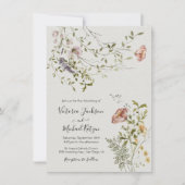 Hochzeitsfeiern mit leichter und luftiger Wildblum Einladung (Vorderseite)