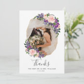 Hochzeitsfeiern mit Lila Bläserin-Gold Geometric F Dankeskarte (Stehend Vorderseite)