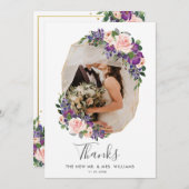 Hochzeitsfeiern mit Lila Bläserin-Gold Geometric F Dankeskarte (Vorne/Hinten)