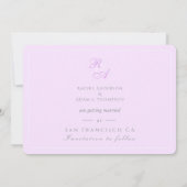 Hochzeitsfeiern mit lila Rose-Multigram-Foto Save The Date (Rückseite)