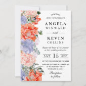 Hochzeitsfeiern mit Lila Wasserfarbe und Orangen B Einladung (Vorderseite)