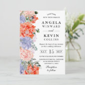 Hochzeitsfeiern mit Lila Wasserfarbe und Orangen B Einladung (Stehend Vorderseite)