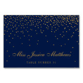 Hochzeitsfeiern mit Navy Blue & Glam Gold Confetti Tischnummer (Vorderseite)