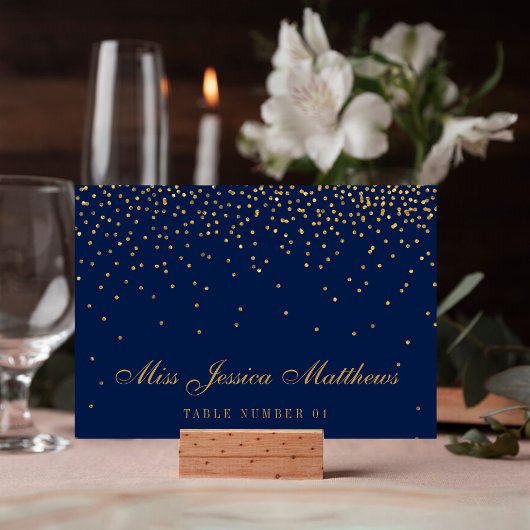 Hochzeitsfeiern mit Navy Blue & Glam Gold Confetti Tischnummer