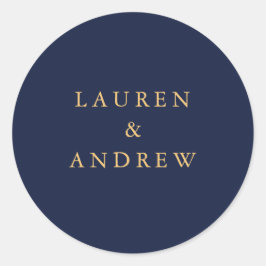 Hochzeitsfeiern mit Navy Blue & Sunflower Gold Ums Runder Aufkleber