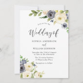 Hochzeitsfeiern mit Navy & Champagne Watercolor-Bl Einladung (Vorderseite)