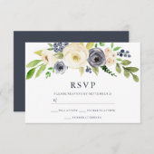 Hochzeitsfeiern mit Navy & Champagne Watercolor-Bl RSVP Karte (Vorne/Hinten)