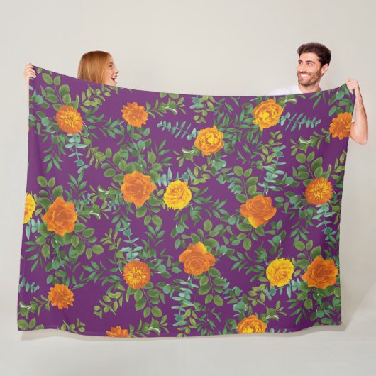 Hochzeitsfeiern mit Orangen und Lila Pflaumenblätt Fleecedecke (Beispiel)