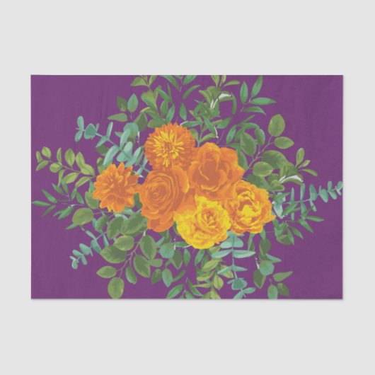 Hochzeitsfeiern mit Orangen und Lila Pflaumenblätt Seidenpapier (Vorderseite)