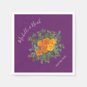 Hochzeitsfeiern mit Orangen und Lila Pflaumenblätt Serviette (Vorderseite)