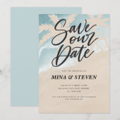 Hochzeitsfeiern mit Palmen Save The Date (Vorne/Hinten)