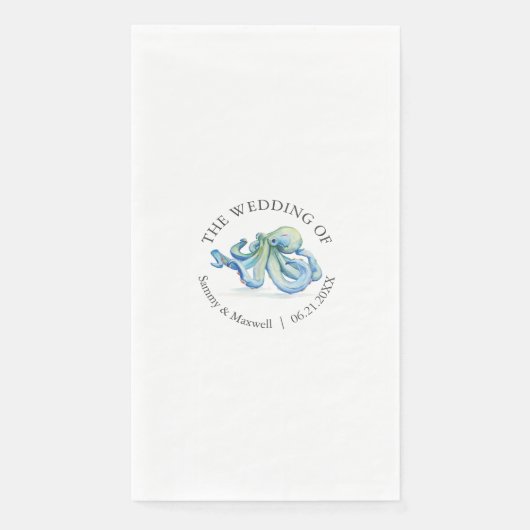 Hochzeitsfeiern mit Personalisiertem Octopus Beach Serviette (Vorderseite)