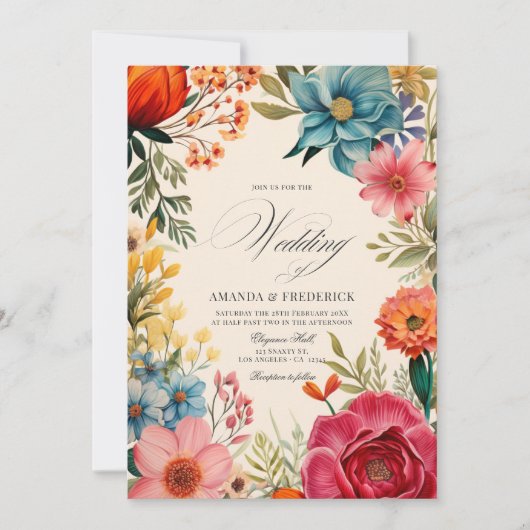 Hochzeitsfeiern mit QR-Code für Wasserfarben Einladung (Vorderseite)