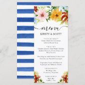 Hochzeitsfeiern mit Rot-Gelb-Blauen-Blumen Menükarte (Vorne/Hinten)