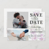 Hochzeitsfeiern mit Save the Date Rosa und Weiß de Ankündigungspostkarte (Vorne/Hinten)