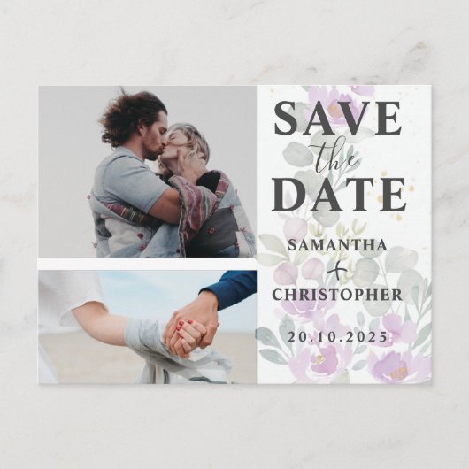 Hochzeitsfeiern mit Save the Date Rosa und Weiß de Ankündigungspostkarte (Vorderseite)