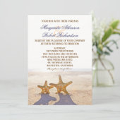 Hochzeitsfeiern mit Seestern Einladung (Stehend Vorderseite)