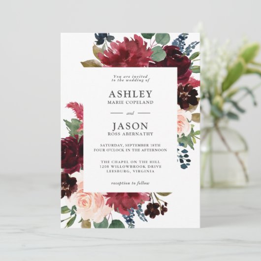 Hochzeitsfeiern mit Seestreitkräften, Burgund und Einladung (Stehend Vorderseite)