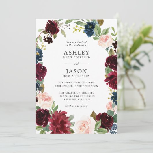 Hochzeitsfeiern mit Seestreitkräften, Burgund und Einladung (Stehend Vorderseite)