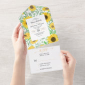 Hochzeitsfeiern mit Sonnenblumen All In One Einladung (Abreißtisch)