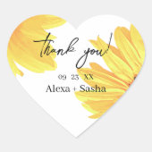 Hochzeitsfeiern mit Sonnenblumen Herz-Aufkleber (Vorderseite)